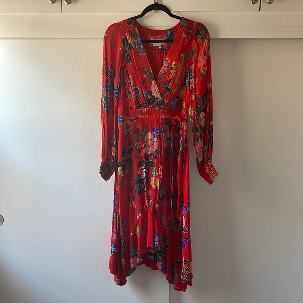 Beautiful red floral ANTHROPOLOGIE dress